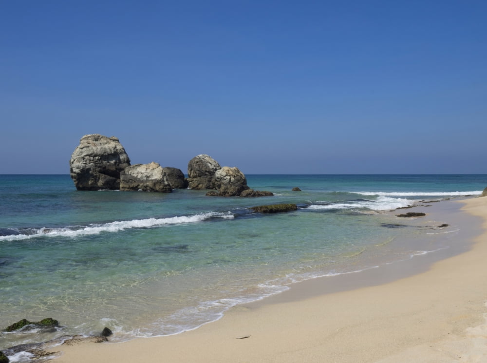 Rocks along beach A2 road North of Galle Southern Province Sri Lanka Canvas Art - Panoramic Images (24 x 18)