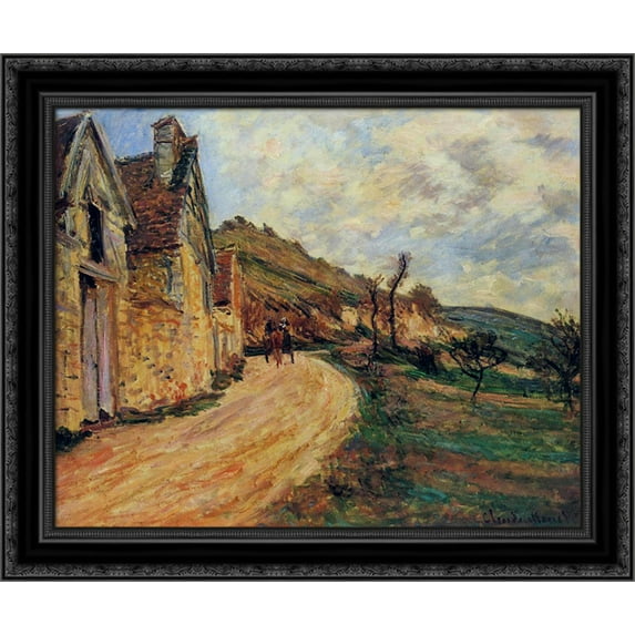 Rocks at Falaise near Giverny 24x20 Black Ornate Wood Framed Canvas Art by Monet, Claude