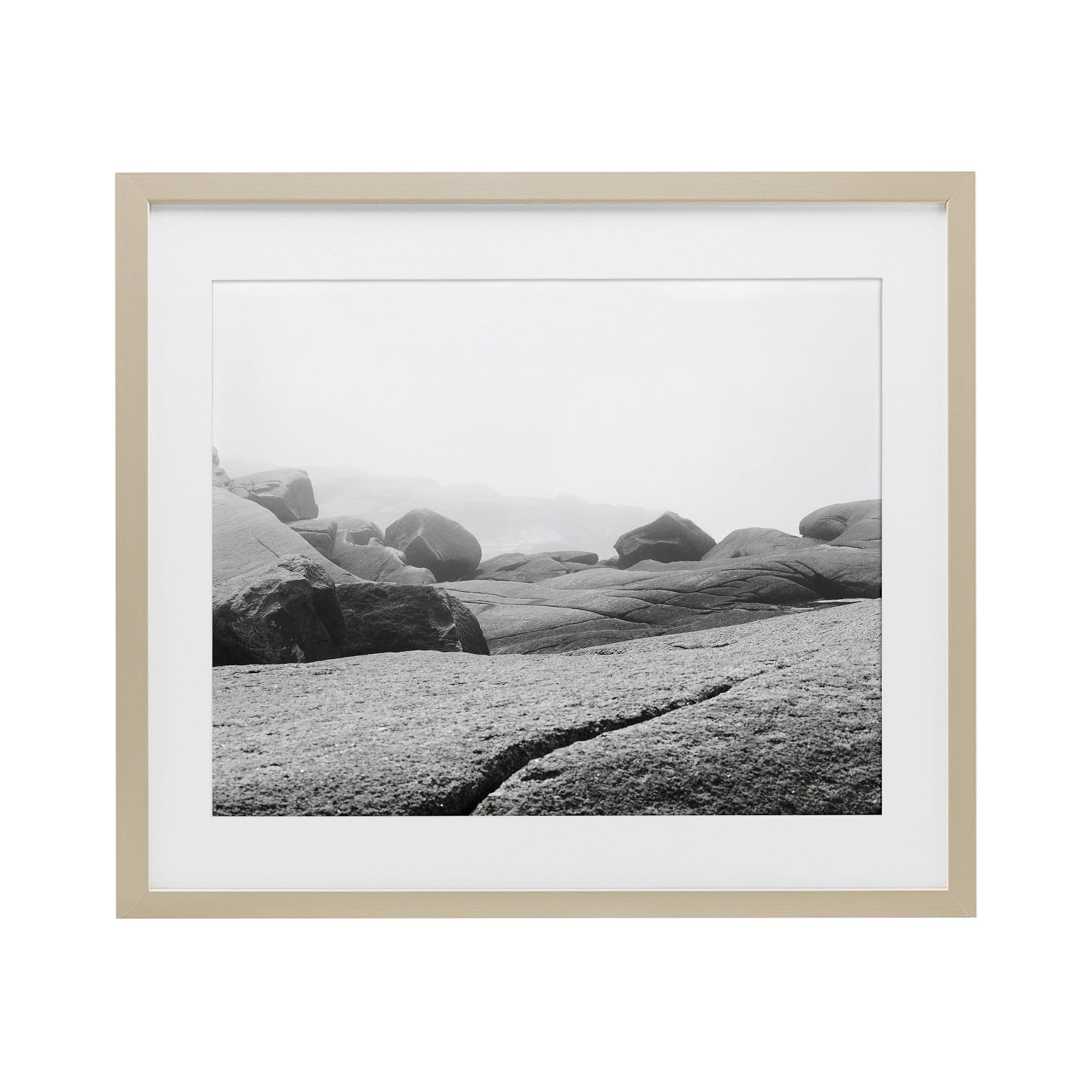 Rocks at Peggy's Cove Birch Framed Print Under Glass, design by Clive Branson