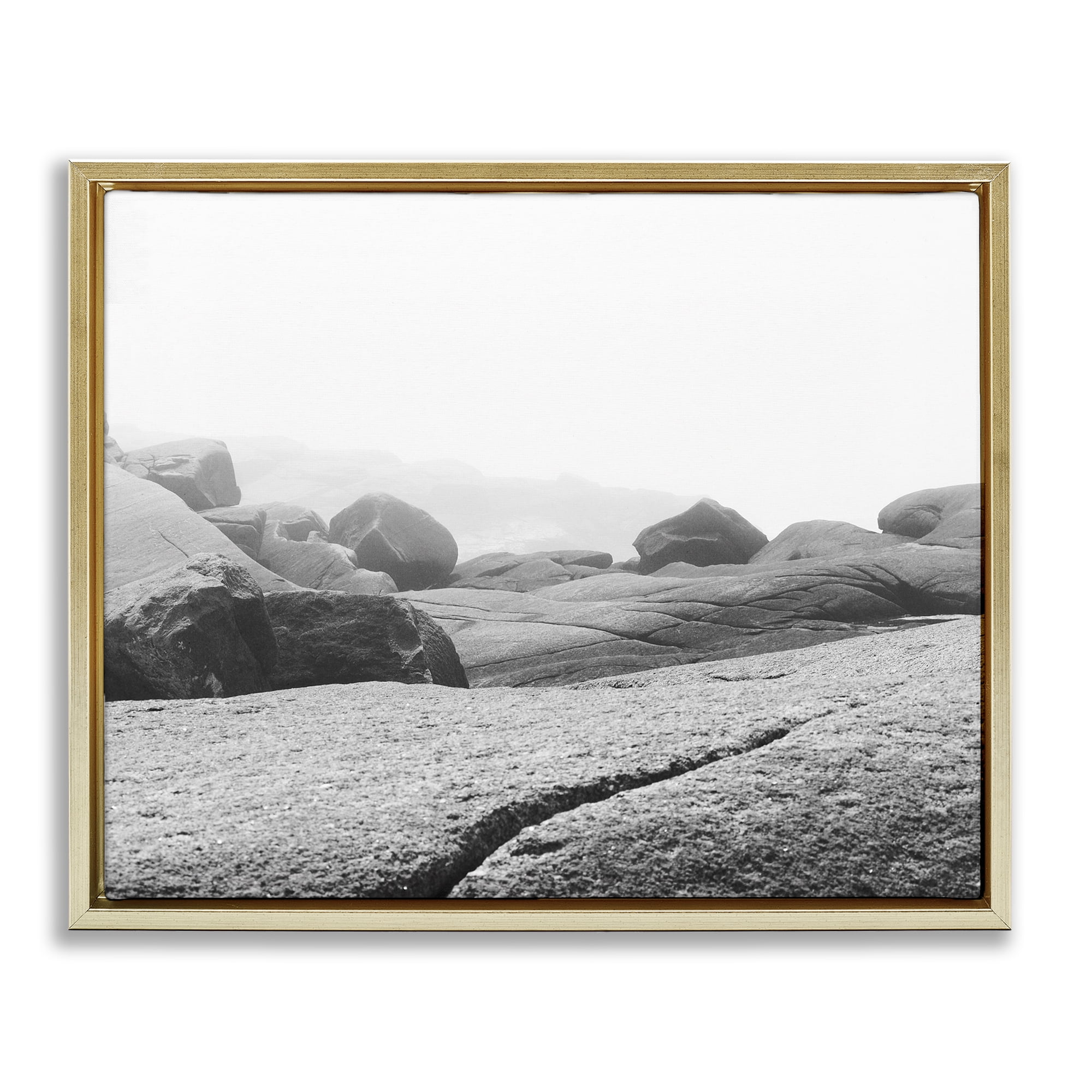 Rocks at Peggy's Cove Gold Framed Floater Canvas Wall Art, design by Clive Branson