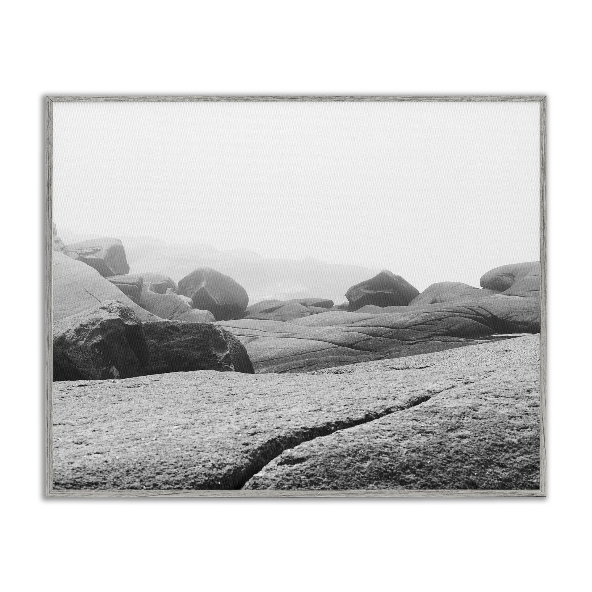 Rocks at Peggy's Cove Gray Framed Giclee Art, design by Clive Branson