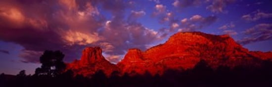 Rocks at Sunset Sedona AZ USA Canvas Art - Panoramic Images (36 x 12)