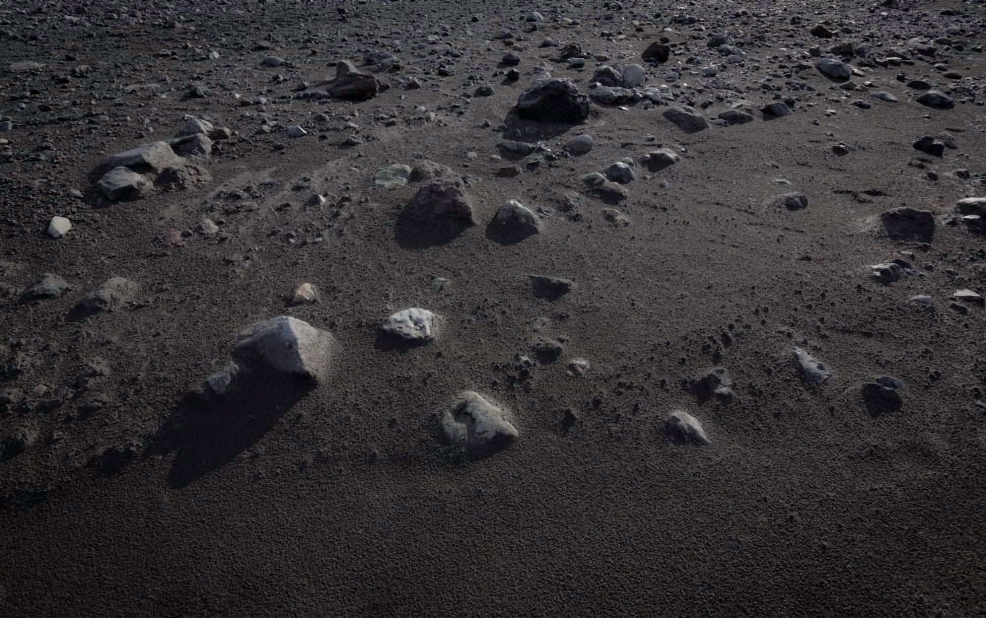 Rocks and black sands Landscape still filled with ash from the Eyjafjallajokull Volcanic eruption back in 2010 Iceland Canvas Art - Panoramic Images (11 x 17)