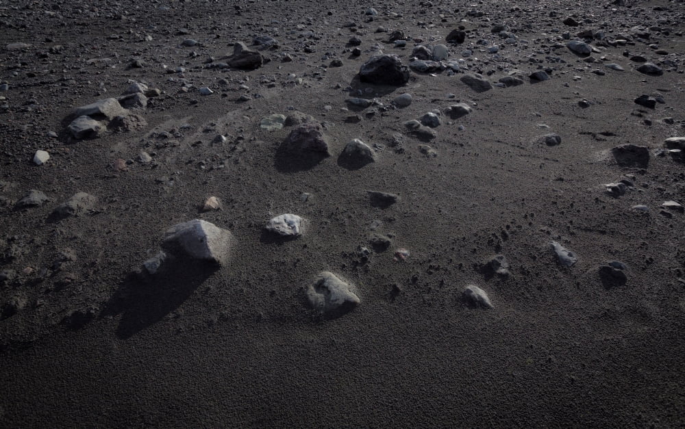 Rocks and black sands Landscape still filled with ash from the Eyjafjallajokull Volcanic eruption back in 2010 Iceland Canvas Art - Panoramic Images (15 x 24)