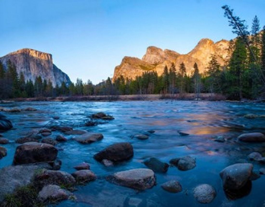 Rocks in The Merced River in the Yosemite Valley Canvas Art - Anna Miller DanitaDelimont (45 x 36)