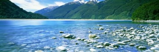 Rocks in a lake Mackenzie Country South Island New Zealand Canvas Art - Panoramic Images (36 x 12)