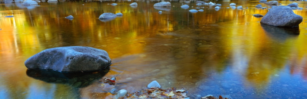 Rocks in a shallow stream Canvas Art - Panoramic Images (12 x 36)