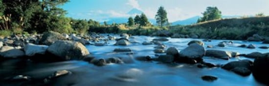 Rocks in the river Mount Taranaki Taranaki North Island New Zealand Canvas Art - Panoramic Images (36 x 12)
