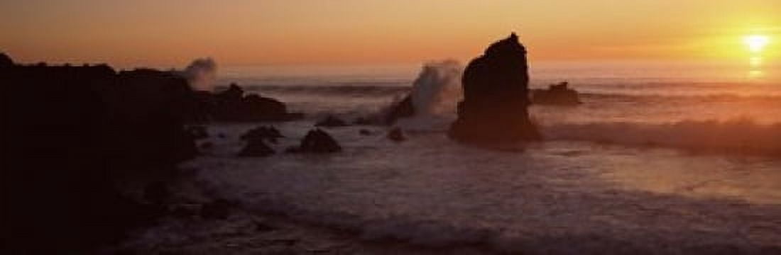 Rocks in the sea California USA Canvas Art - Panoramic Images (18 x 6)