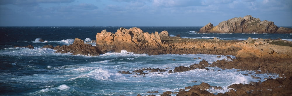 Rocks in the sea Le Diben Morlaix Bay Finistere Brittany France Canvas Art - Panoramic Images (27 x 9)
