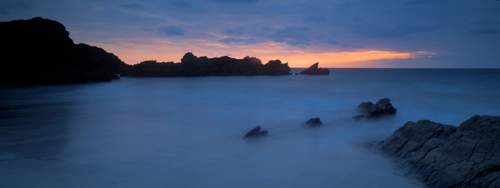 Rocks in the sea Whitsand Bay Cornwall England Canvas Art - Panoramic Images (27 x 9)