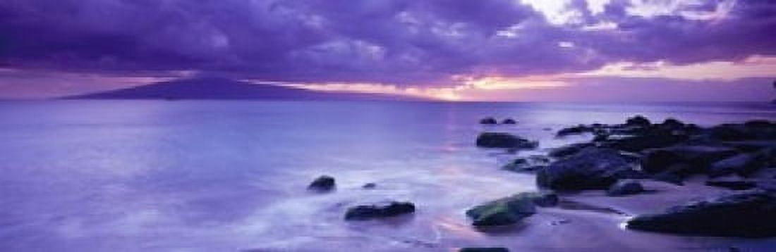 Rocks on coast at sunset Maui Hawaii USA Canvas Art - Panoramic Images (18 x 6)