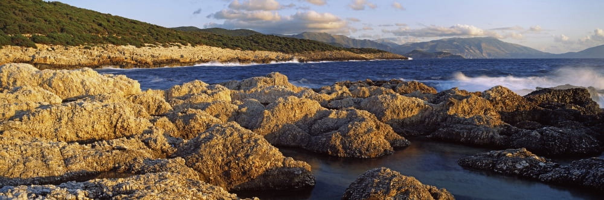 Rocks on the beach Alaties Beach Cephalonia Ionian Islands Greece Canvas Art - Panoramic Images (27 x 9)