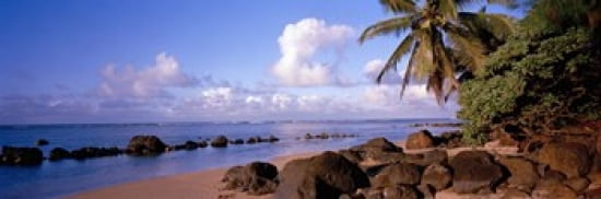 Rocks on the beach Anini Beach Kauai Hawaii USA Canvas Art - Panoramic Images (36 x 12)