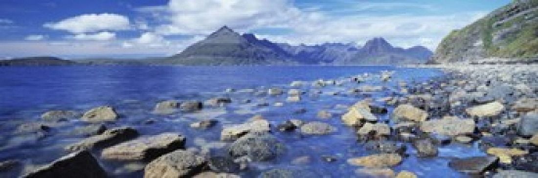Rocks on the beach Elgol Beach Elgol Cuillin Hills Isle Of Skye Scotland Canvas Art - Panoramic Images (18 x 6)