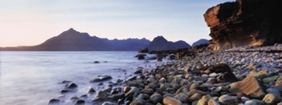 Rocks on the beach Elgol Beach Elgol view of Cuillins Hills Isle Of Skye Scotland Canvas Art - Panoramic Images (30 x 12)