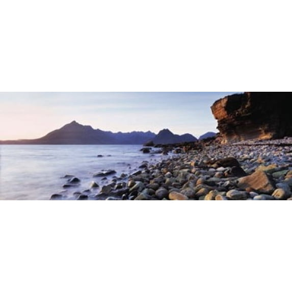 Rocks on the beach, Elgol Beach, Elgol, view of Cuillins Hills, Isle Of Skye, Scotland Poster Print (15 x 6)