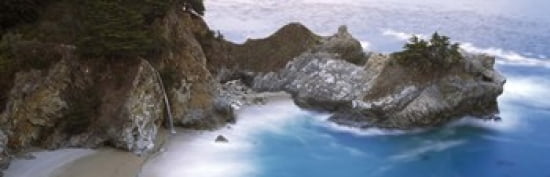 Rocks on the beach McWay Falls Julia Pfeiffer Burns State Park Monterey County Big Sur California USA Canvas Art - Panoramic Images (36 x 12)