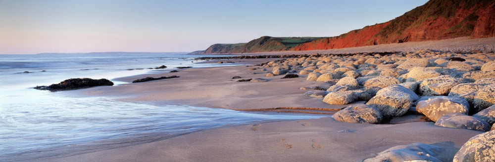 Rocks on the beach Peppercombe North Devon Devon England Canvas Art - Panoramic Images (36 x 12)