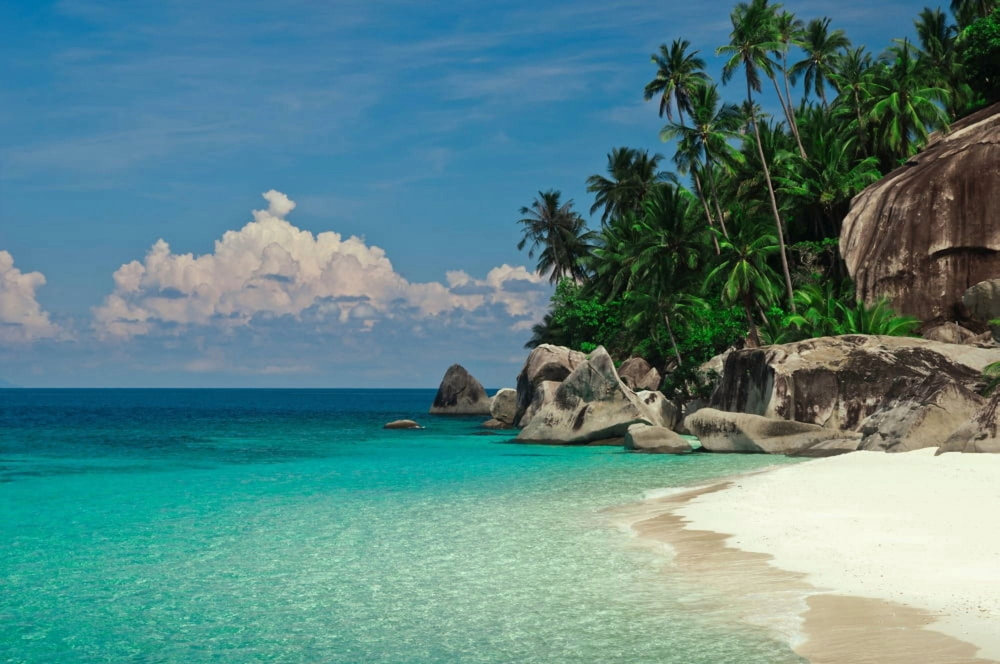 Rocks on the beach Pulau Dayang Beach Malaysia Canvas Art - Panoramic Images (9 x 27)