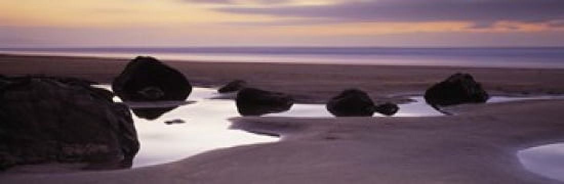 Rocks on the beach Sandymouth Bay Bude Cornwall England Canvas Art - Panoramic Images (18 x 6)