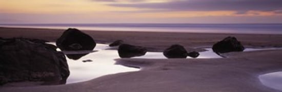 Rocks on the beach Sandymouth Bay Bude Cornwall England Canvas Art - Panoramic Images (36 x 12)