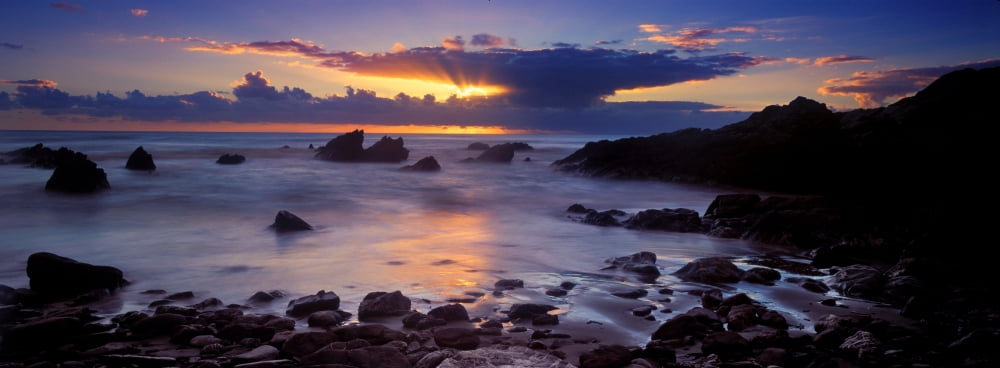 Rocks on the beach Whitsand Bay Cornwall England Canvas Art - Panoramic Images (27 x 9)