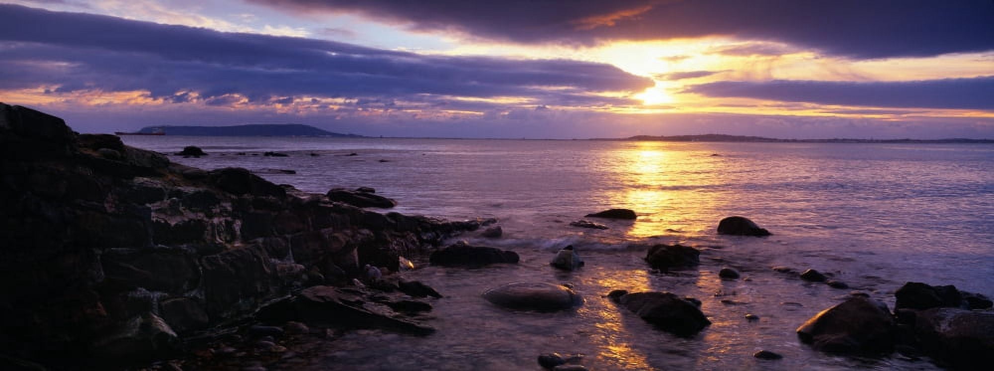 Rocks on the beach at dusk Osmington Mills Weymouth Bay Dorset England Canvas Art - Panoramic Images (27 x 9)