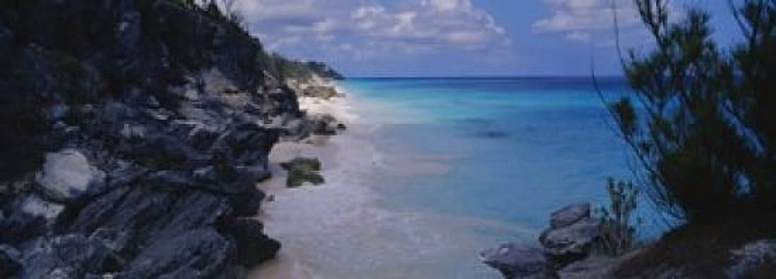 Rocks on the coast Bermuda Canvas Art - Panoramic Images (18 x 7)