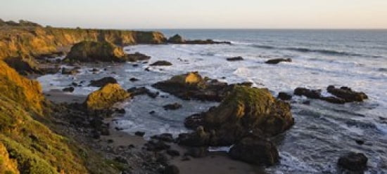 Rocks on the coast Cambria San Luis Obispo County California USA Canvas Art - Panoramic Images (30 x 14)