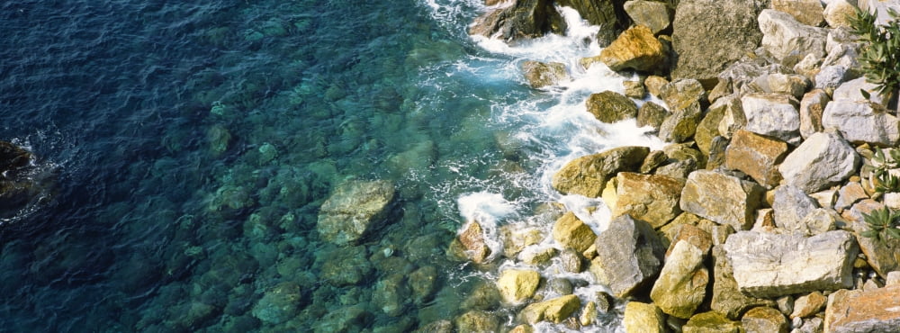 Rocks on the coast Corniglia Cinque Terre Liguria Italy Canvas Art - Panoramic Images (36 x 12)