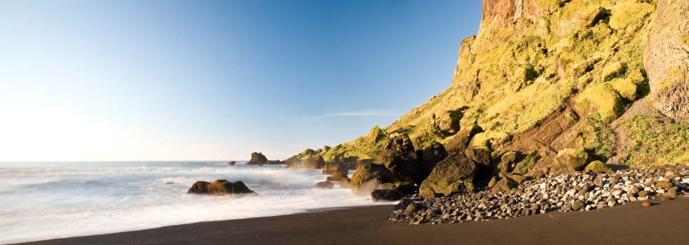 Rocks on the coast Vik I Myrdal Iceland Canvas Art - Panoramic Images (36 x 12)
