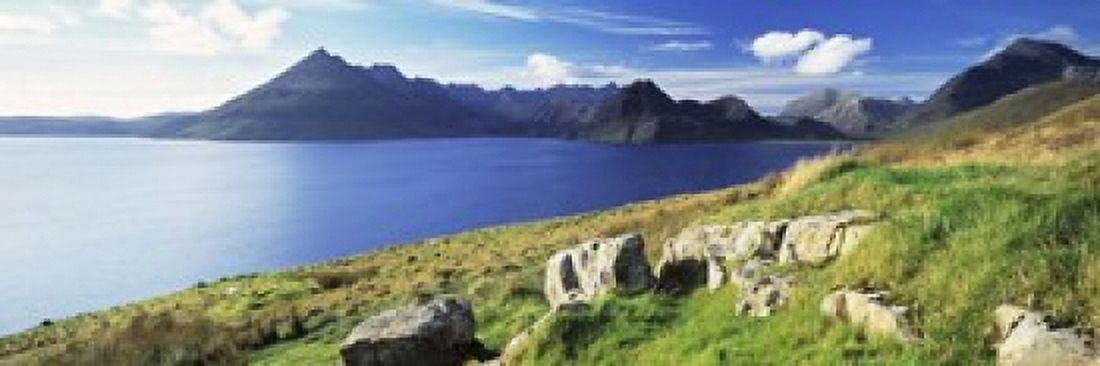 Rocks on the hillside Elgol Loch Scavaig view of Cuillins Hills Isle Of Skye Scotland Canvas Art - Panoramic Images (36 x 12)