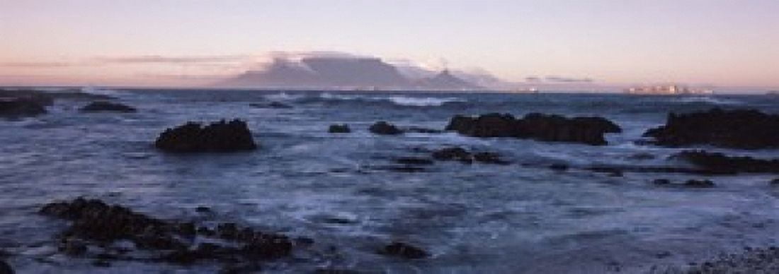 Rocks in the sea with Table Mountain Bloubergstrand Table Mountain Cape Town Western Cape Province Republic of South Africa Canvas Art - Panoramic Images (18 x 7)