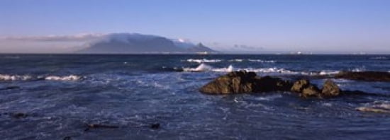 Rocks in the sea with Table Mountain Bloubergstrand Table Mountain Cape Town Western Cape Province Republic of South Africa Canvas Art - Panoramic Images (36 x 13)