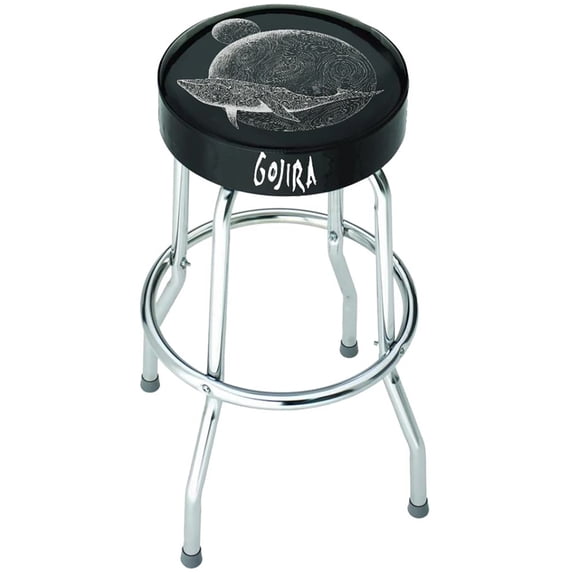 Rocksax - Gojira - Flying Whatle Logo - Bar Stool With Swivel Seat (Black/Chrome)