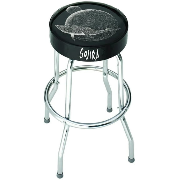 Rocksax - Gojira - Flying Whatle Logo - Bar Stool With Swivel Seat (Black/Chrome)