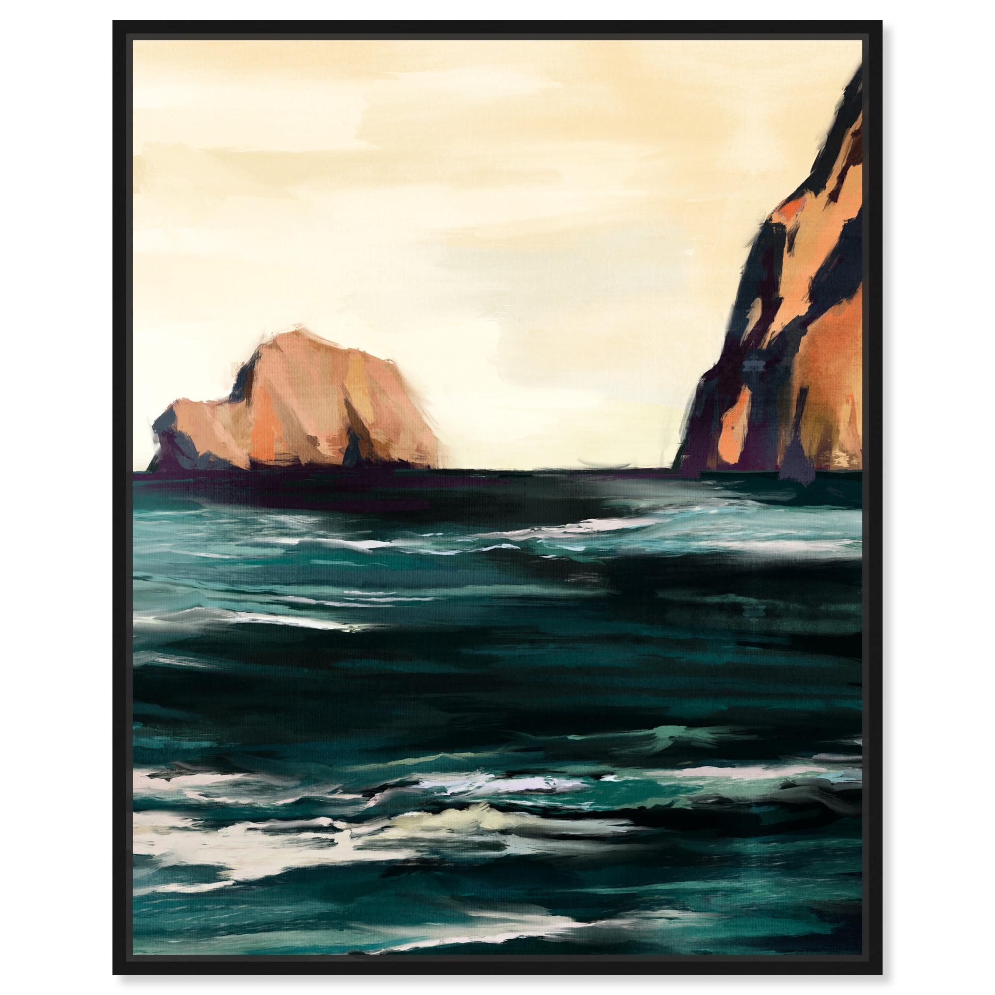Rockside View Canvas Coastal Wall Art by Art Remedy, Black Frame, 24" x ...