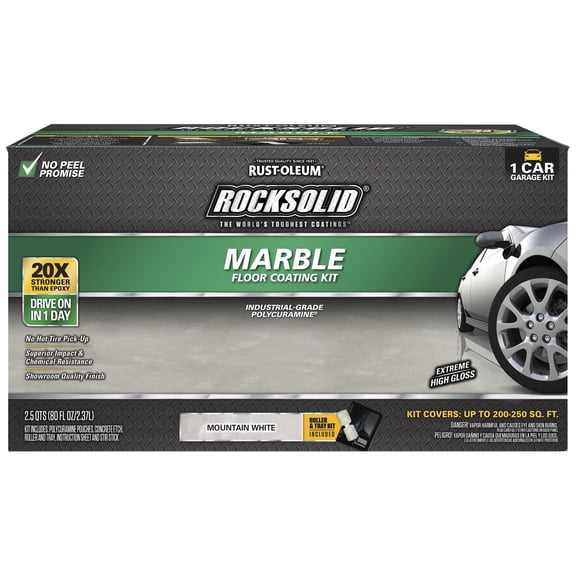 Rust-Oleum RockSolid Marble Floor Coating Kit, Mountain White, High Gloss, 80 Oz - 306321