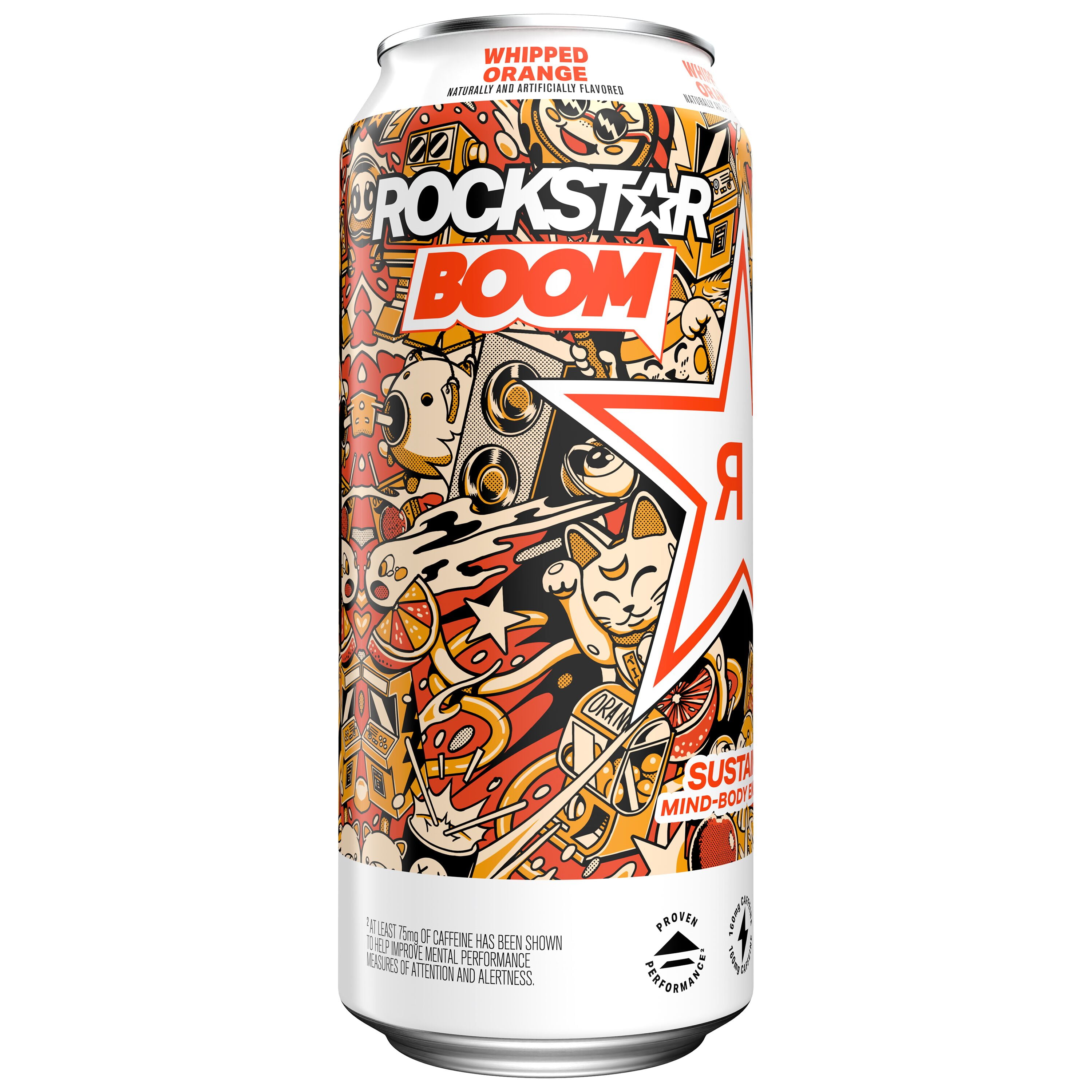 Rockstar Boom Whipped Orange Energy Drink, 16 fl oz Can