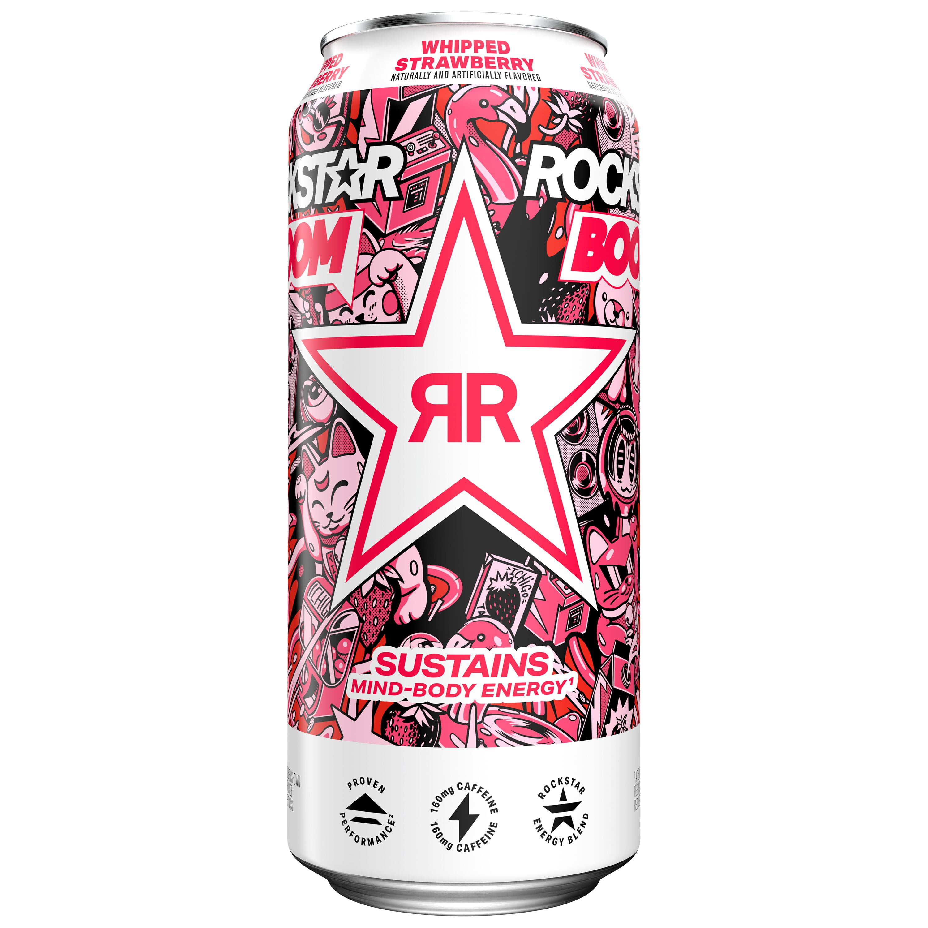 Rockstar Boom! Whipped \u0026 Blended Strawberry Energy Drink, 16 oz, 1 Count Can