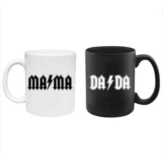 Rockstar Dad and Mom Mug - Gift for Pregnancy Announcement - New Parent Gifts for Couples - Dad and Mom Coffee Mug Set for Christmas Anniversary Birthday 11 Oz With Gift Box (Black&White)