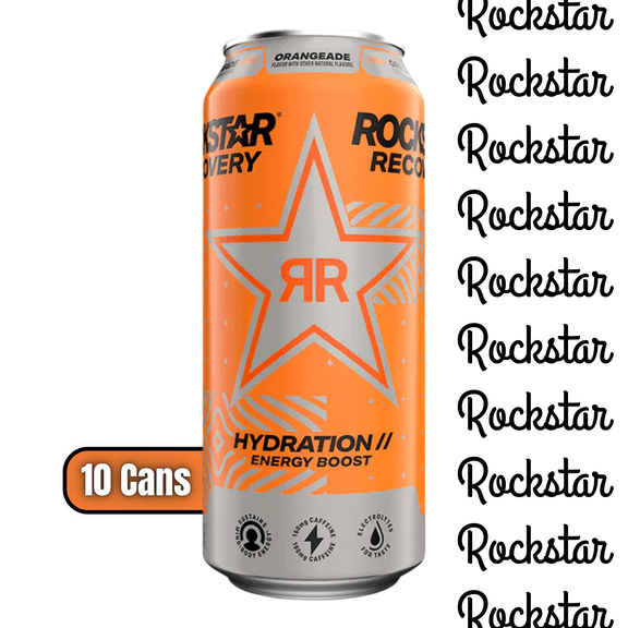 Rockstar Energy Drink Orangeade 16oz Can Citrus Flavor & Lasting Energy
