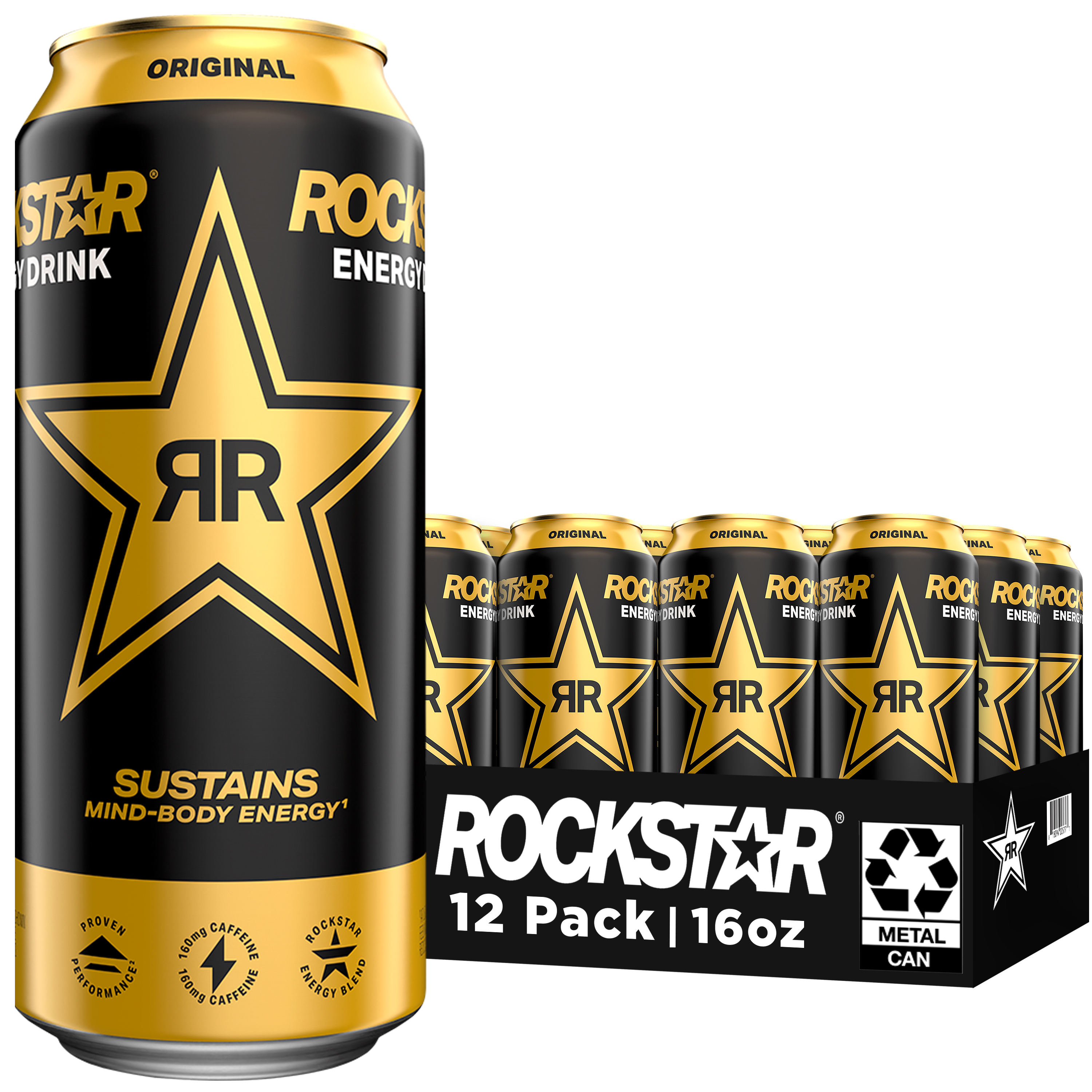 Rockstar Original Energy Drink 16 Fl Oz 12 Pack Cans Packaging May Rockstar Original Energy Drink 16 Fl Oz 12 Pack Cans Packaging May