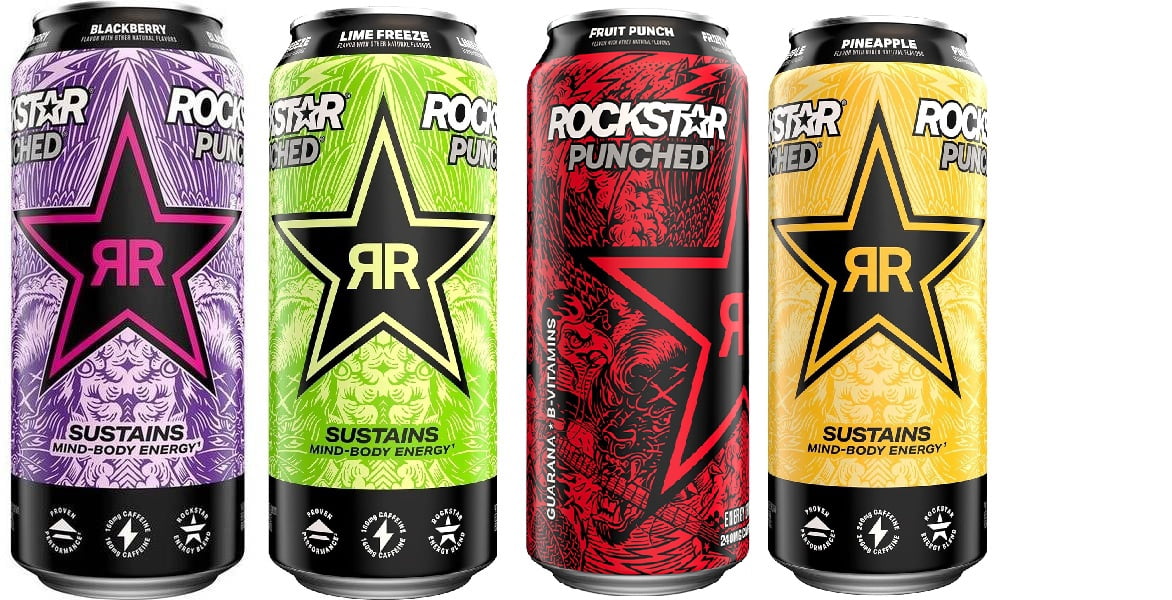 Rockstar Energy Drink Punched, 4 Flavor Variety Pack, 16oz Cans (16 Pack)