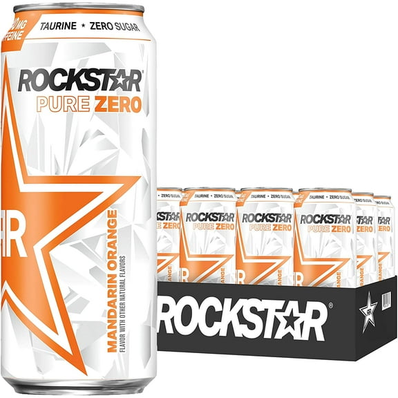 Rockstar Energy Drink Pure Zero Orange 16oz 12Pk, 12Count