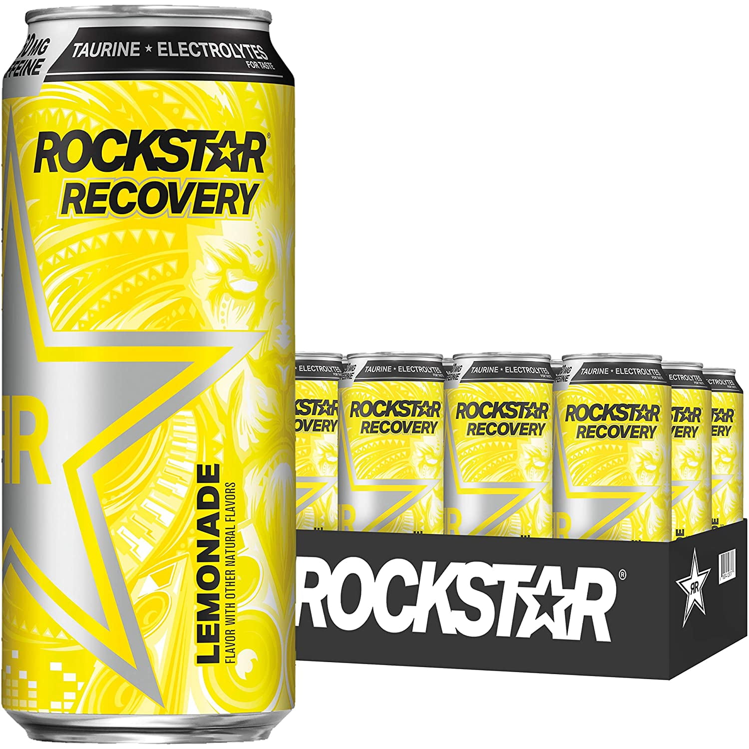 Rockstar Energy Drink Recovery Lemonade, 16oz Cans (pack of 12) (Packaging May Vary)