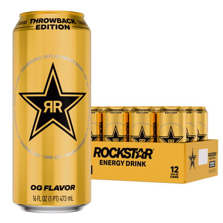 Rockstar Energy Drink, Throwback Edition: O.G., 16 Fl Oz (Pack of 12) - Packaging May Vary