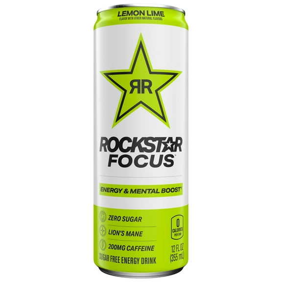 Rockstar Focus Sugar Free Lemon Lime Energy Drink with Energy & Mental Boost 12 fl oz Can
