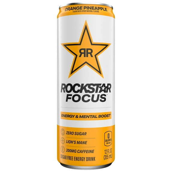 Rockstar Focus Sugar Free Orange Pineapple Energy Drink with Energy & Mental Boost 12 fl oz Can